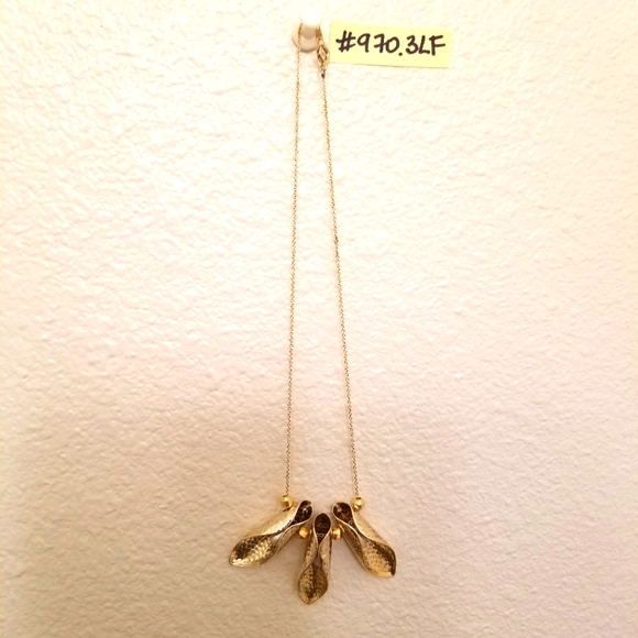 ✅3 Pearls Wrapped in Hammered Gold Leaves 15" Necklace Michael Michaud Hand Craf - Picture 5 of 12